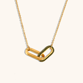 Heart-shaped CZ Pendant Necklace in 18K Gold Plated Stainless Steel for Women