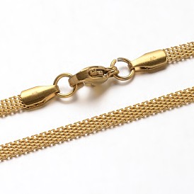 304 Stainless Steel Bar Link Chains Necklaces, with Lobster Claw Clasps, 17.7 inch(45cm)