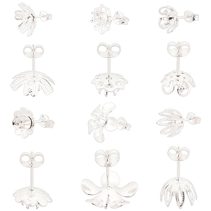 304 Stainless Steel Ear Stud Components, with Ear Nuts, Earring Backs, Mixed Shape