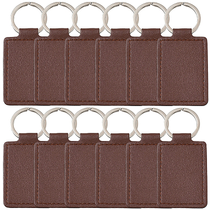 Брелок-подвеска из искусственной кожи с вырезом и отверстием 12шт., с кольцом из сплава платинового тона