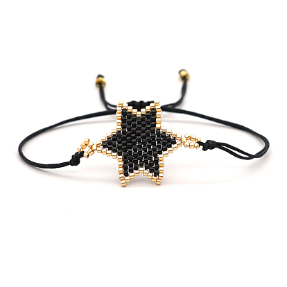 Miyuki Seed Braided Bead Bracelet, Star Friendship Bracelet for Women