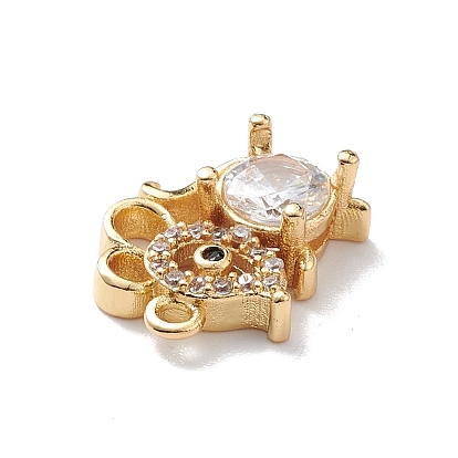 Rack Plating Brass Micro Pave Cubic Zirconia Charms, Long-Lasting Plated, Mouse