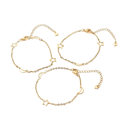 304 браслет из нержавеющей стали с луной и звёздочкой, с кабельными цепями