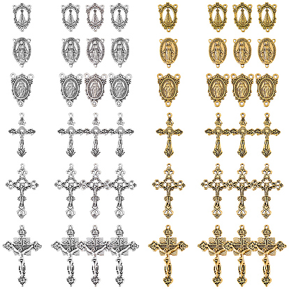 48шт. 12 стили наборы для самостоятельной сборки подвесок и фурнитуры из сплава, овальный и крест