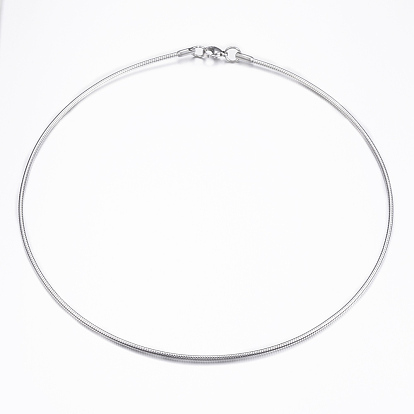 304 Stainless Steel Snake Chain Necklaces, with Lobster Clasps