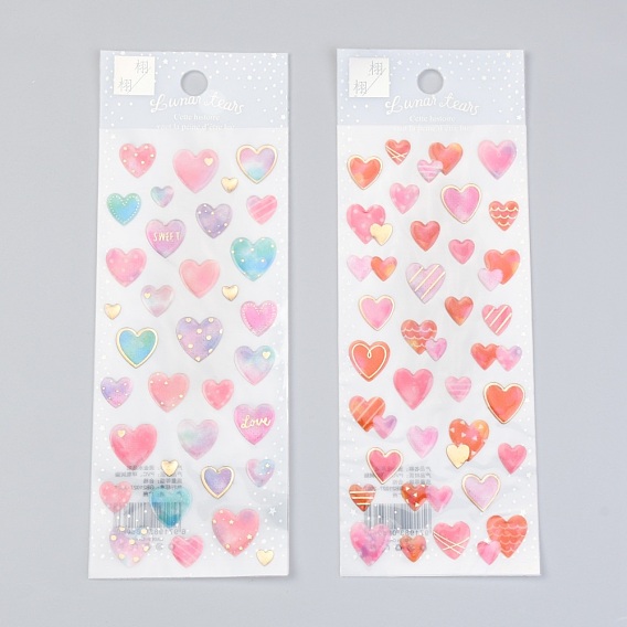 Epoxy Resin Sticker, for Scrapbooking, Travel Diary Craft, Heart Pattern