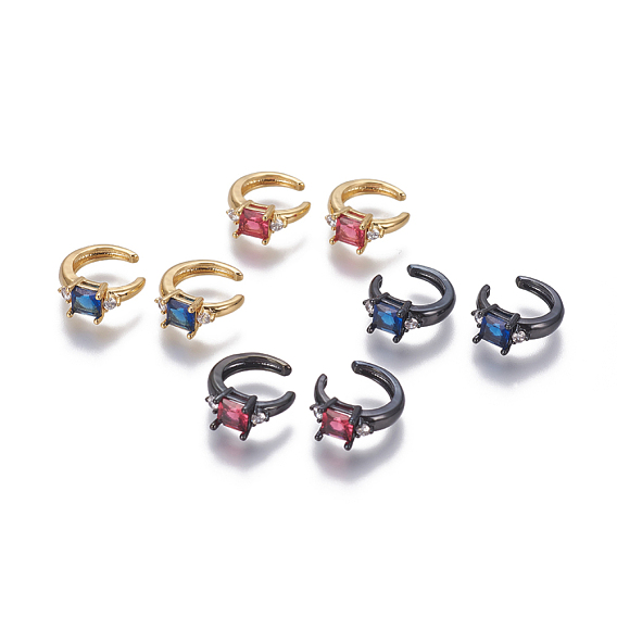 Brass Cubic Zirconia Cuff Earrings