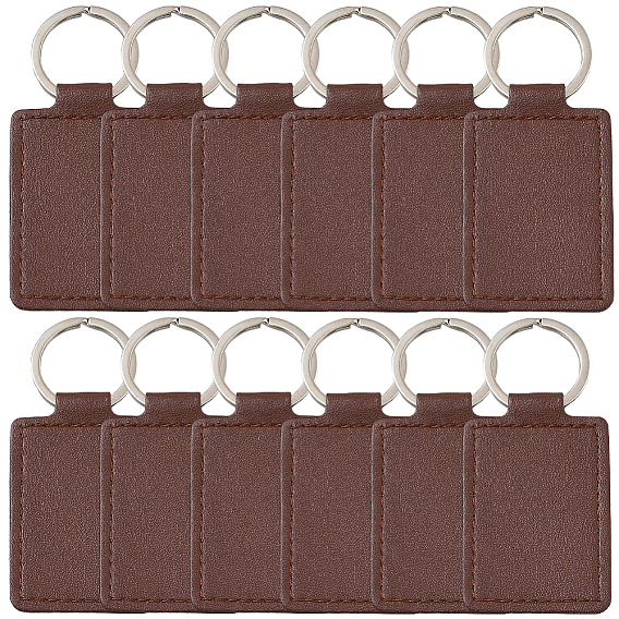 Брелок-подвеска из искусственной кожи с вырезом и отверстием 12шт., с кольцом из сплава платинового тона