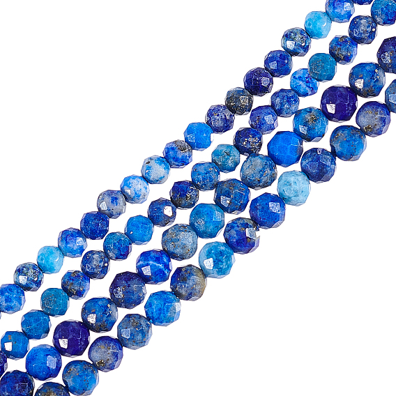 2 Strands 2 Style Natural Lapis Lazuli Beads Strands, Faceted, Round