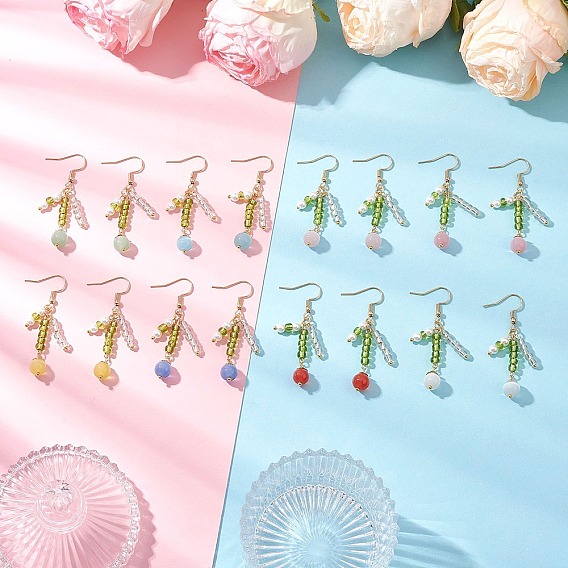 Глаза кота болтаться серьги, круглые, со стеклом и ракушечным жемчугом