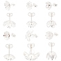 304 Stainless Steel Ear Stud Components, with Ear Nuts, Earring Backs, Mixed Shape