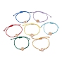 7Pcs 7 Style Alloy Chakra Link Bracelets Set, Braided Bead Adjustable Bracelets