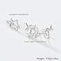 Butterfly Rhodium Plated 925 Sterling Silver Stud Earrings with Ear Cuff, Asymmetrical Earrings, with 925 Stamp