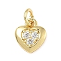 Латунные микро проложить кубического циркония подвески, без кадмия и без свинца, сердце прелести, с целью перехода в кольце