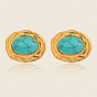 Серьги-гвоздики овальной формы из нержавеющей стали с синтетической бирюзой