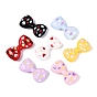 Opaque Acrylic Beads, Bowknot with Heart & Rhombus, with Enamel