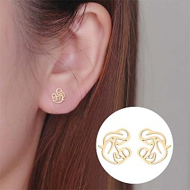 Stainless Steel Mom and Baby Ear Studs - Fashionable Gift for Mother's Day