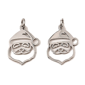 Christmas 304 Stainless Steel Pendants, with Jump Ring, Santa Claus Charm
