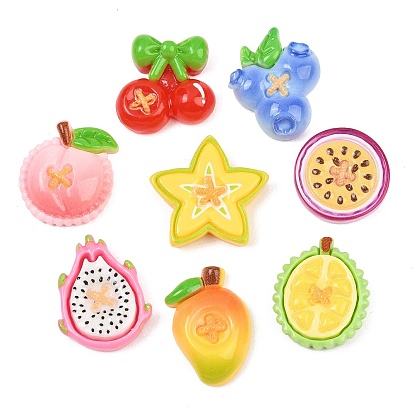 Cabujones de imitación de botones de fruta de resina opaca, formas mixtas