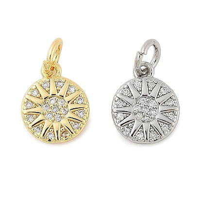 Латунные микро проложить кубического циркония подвески, без кадмия, без никеля и без свинца, плоские круглые прелести, с целью перехода в кольце