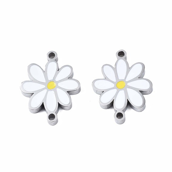 304 соединительные звенья нержавеющие, с эмалью, цветок