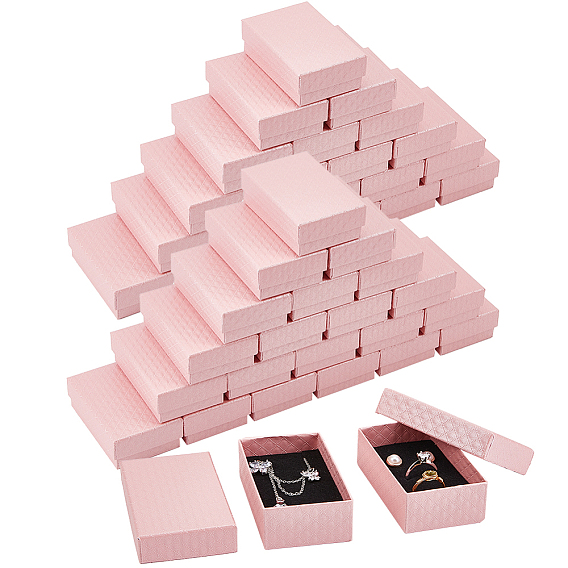 48шт. прямоугольные картонные подарочные коробки, с губкой внутри, подарочный футляр с ромбовидной текстурой