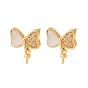 Фурнитура для серег-гвоздиков из латунных ракушек с микропаве из кубического циркония, за половину пробурено бисера, с уха орехов, бантом, без кадмия и без свинца, стойки покрытие, долговечный