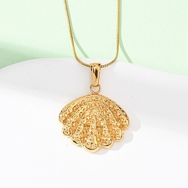 304 Женские ожерелья-змеи с подвеской в форме ракушки из нержавеющей стали, ионное покрытие (ip)