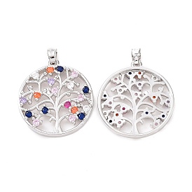 Латунные микро проложить кубического циркония подвески, без кадмия и без свинца, плоская круглая и очаровательная елка