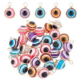 30 кулоны из смолы, Злые чары глаз, с настоящей позолоченной экологически чистой медной проволокой, обернутой