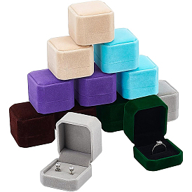 Benecreat 12шт 6 цвета квадратные бархатные коробки для колец, квадратный