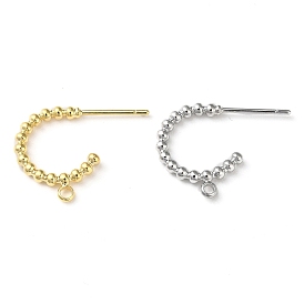 Brass Ring Stud Earring Findings, Half Hoop Earring Findings with Vertical Loops