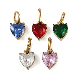 304 прелести нержавеющей стали, с кубического циркония, сердце прелести, с целью перехода в кольце