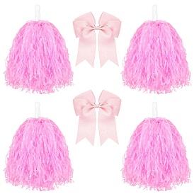 Пластиковые помпоны для черлидинга цветы для черлидинга, заколки-крокодилы из полиэстера с бантиками для волос для женщин и девочек