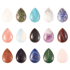 15Pcs 15 Style Natural & Synthetic Gemstone Cabochons, Teardrop