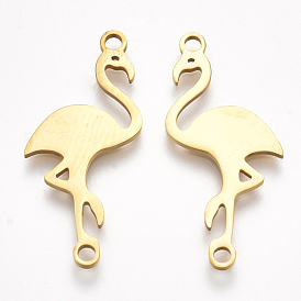 201 Stainless Steel Links Connectors, Laser Cut Links, Flamingo Shape