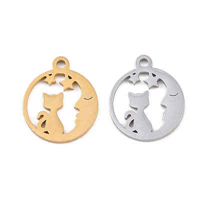 304 прелести нержавеющей стали, плоский круглый с луной и кошкой