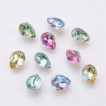 K 9 кабошоны из стеклянного страза, имитация австрийский хрусталь, задние и задние, граненые, капля, с покрытием на задной стороне