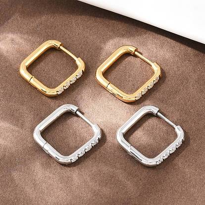 304 квадратные серьги-кольца из нержавеющей стали с прозрачным кубическим цирконием, с 316 ушными шпильками из хирургической нержавеющей стали, ионное покрытие (ip)