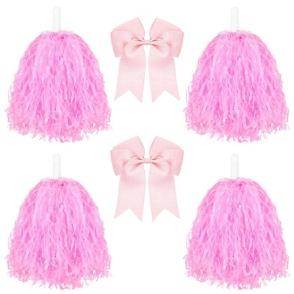 Пластиковые помпоны для черлидинга цветы для черлидинга, заколки-крокодилы из полиэстера с бантиками для волос для женщин и девочек