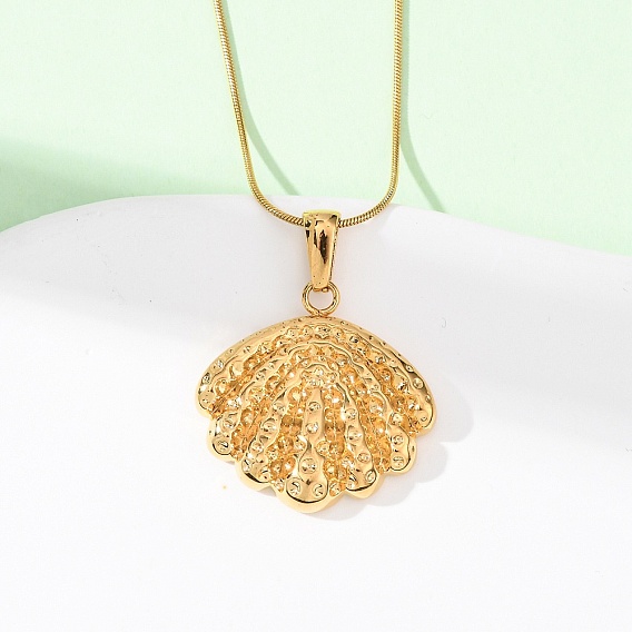 304 Женские ожерелья-змеи с подвеской в форме ракушки из нержавеющей стали, ионное покрытие (ip)