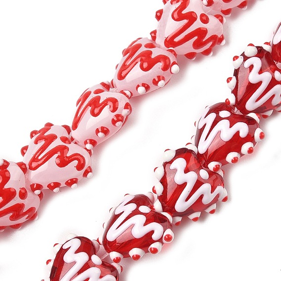 Бусины лэмпворк , сердце, с эмалью