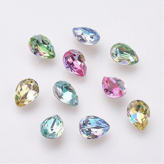 K 9 cabujones de diamantes de imitación de cristal, imitación de cristal austriaco, puntiagudo espalda y dorso plateado, facetados, gota, espalda plateada