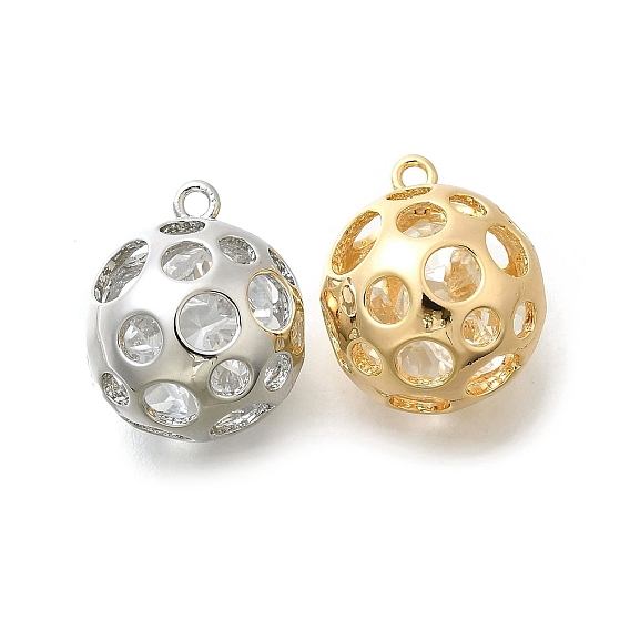 Латунь с кубическим цирконием подвеской, без кадмия, без никеля и без свинца, шармы в виде земного шара, полый