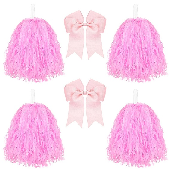 Пластиковые помпоны для черлидинга цветы для черлидинга, заколки-крокодилы из полиэстера с бантиками для волос для женщин и девочек