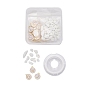 26Pcs Flat Round Initial Letter A~Z Alphabet Enamel Charms, 20G Natural Porcelain Chip Beads and Elastic Thread, for DIY Jewelry Making Kits