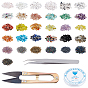 DIY Stretch Bracelets Making Kits, Including 240g Gemstone Beads, 70g Glass Seed Beads, 1Pc 304 Stainless Steel Tweezers, 2 Rolls Elastic Crystal Thread and 1Pc Steel Scissors