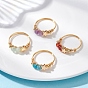 4 шт. 4 стили кольца из натуральных драгоценных камней, звезда, с латунными бусинами и экологически чистой медной проволокой