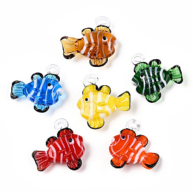 Handmade Lampwork Pendants, Fish Charms