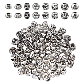 Tibetan Style Alloy European Beads, Large Hole Rondelle Beads, Corrugated Beads